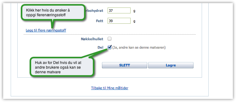 Steg 3: Legge inn ny matvare