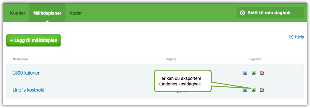 Steg 6: Du kan eksportere planen til PDF-, Excel- eller Word-fil
