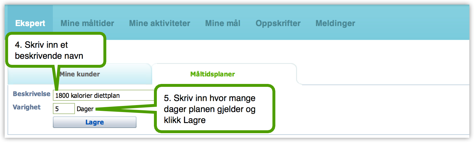 Steg 2: Måltidsplaner