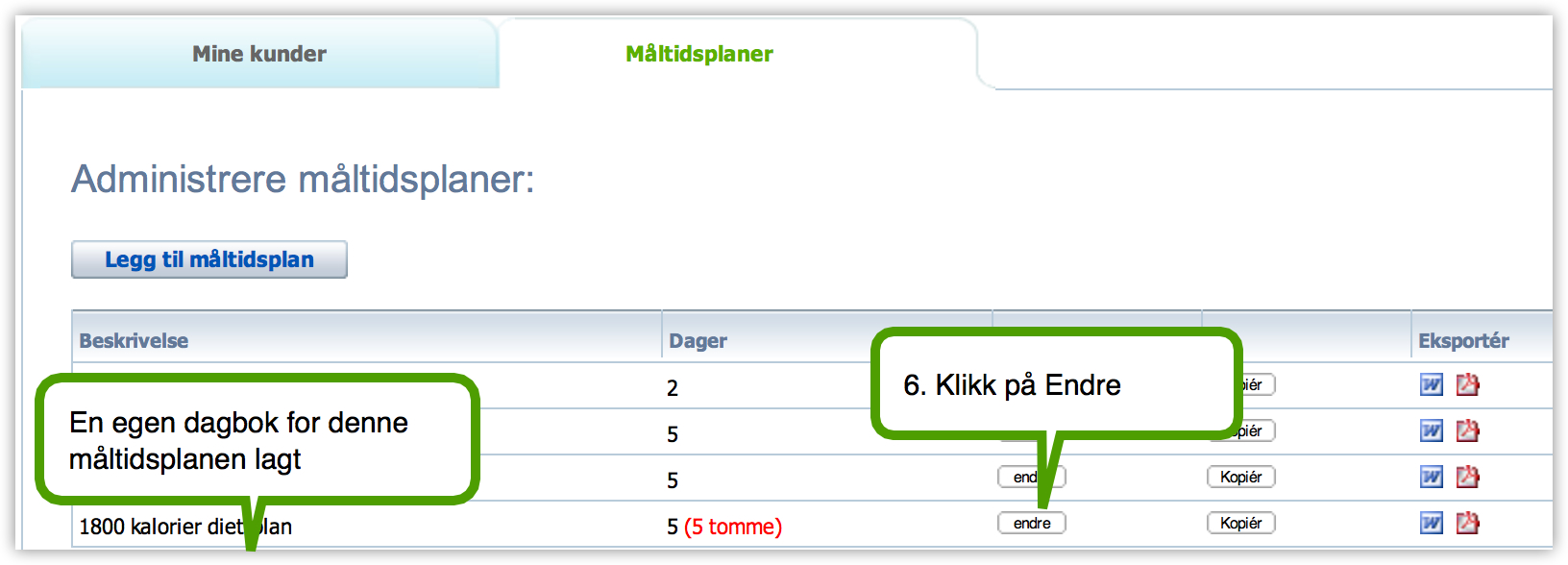 Steg 3: Måltidsplaner