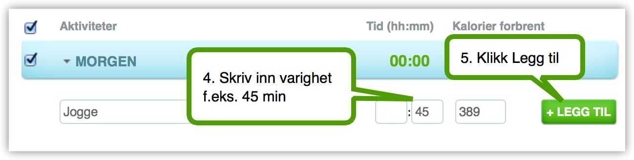 Steg 2: Søke etter og legge til mine aktiviteter