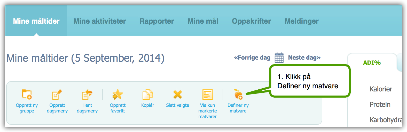 Steg 1: Slett eller rediger egendefinert matvare